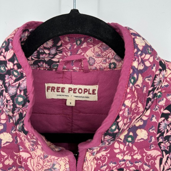Free People Quilted Chloe Floral Patchwork Jacket Kimono Style Purple Pink - S - Picture 5 of 9